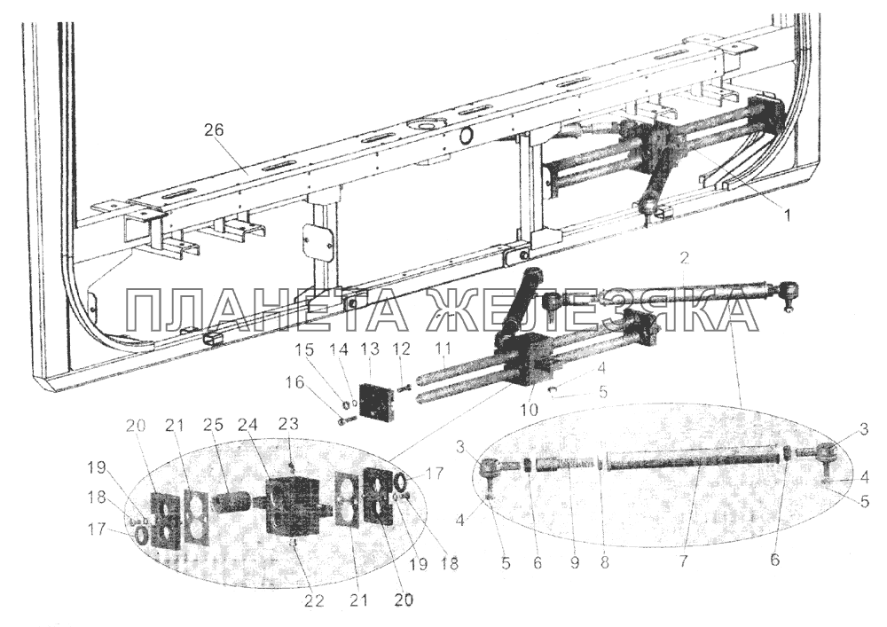 Установка двигателя (с 2003 года) МАЗ-104